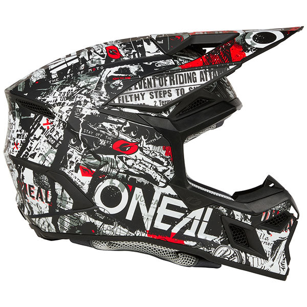 Catalog studio image of O'Neal, 3 Series Attack V.25 Helmet, SKU 0625-374, color options Black/White, sizes XS–2X