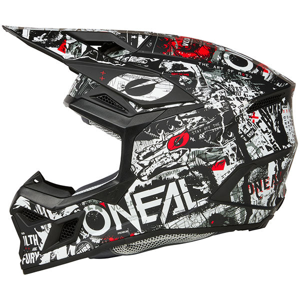 High-resolution studio image of O'Neal, 3 Series Attack V.25 Helmet, SKU 0625-376, color options Black/White, sizes XS–2X