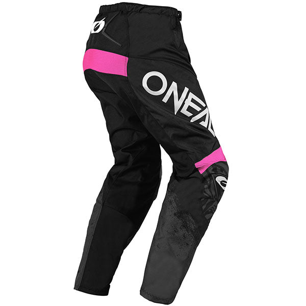 High-resolution studio image of O'Neal, Element Shocker V.25 Pant (Womens), Pants, SKU E024-7128, color options Black/Pink, sizes 1/2, 3/4, 5/6, 7/8, 9/10, 11/12, 13/14
