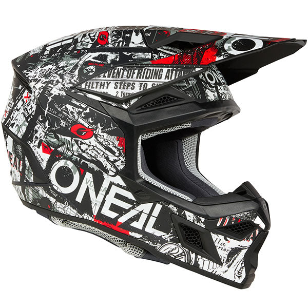 Clean studio photo on a white background of O'Neal, 3 Series Attack V.25 Helmet, SKU 0625-373, color options Black/White, sizes XS–2X
