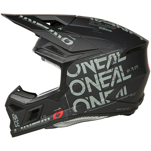 Clean studio photo on a white background of O'Neal, 3 Series Static V.25 Helmet, SKU 0625-474, color options Black/Grey, sizes XS–2X