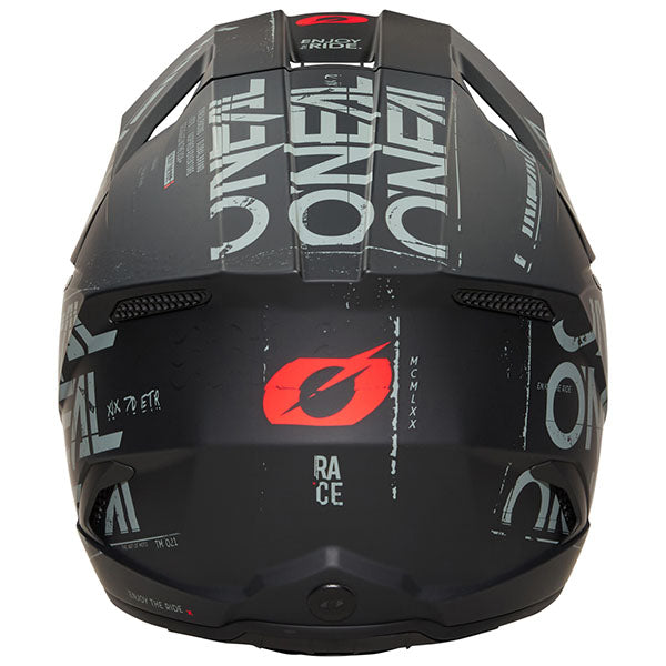 Studio photo showcasing O'Neal, 3 Series Static V.25 Helmet, SKU 0625-476, color options Black/Grey, sizes XS–2X