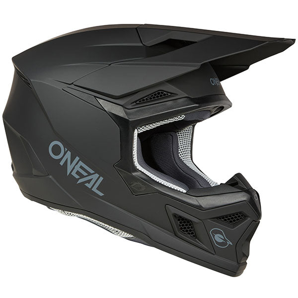 Catalog studio image of O'Neal, 3 Series Solid Helmet, SKU 0625-012, color options Black, White, sizes XS–2X