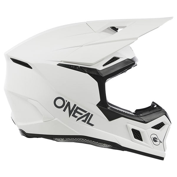Studio photo showcasing O'Neal, 3 Series Solid Helmet, SKU 0625-015, color options Black, White, sizes XS–2X