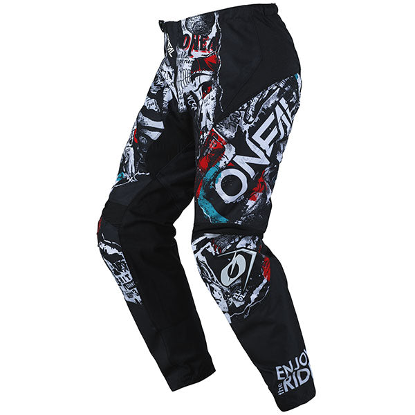 Studio image on a white background of O'Neal, Element Attack V.25 Pant (Youth), Pants, SKU E024-3020, color options Black/White, Black/Neon Yellow, sizes Y-18, Y-20, Y-22, Y-24, Y-26, Y-28