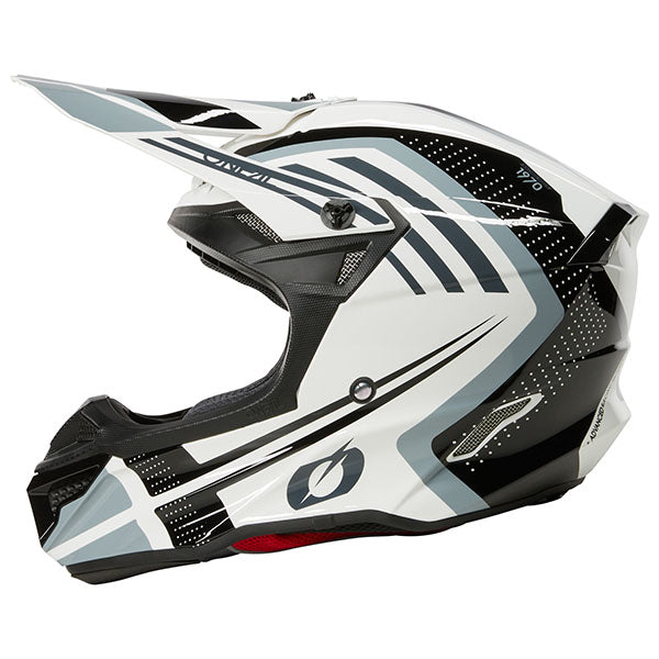 Clean studio photo on a white background of O'Neal, 5 Series Spike V.25 Helmet, SKU 0628-265, color options Grey/Red, White/Black, sizes XS–2X