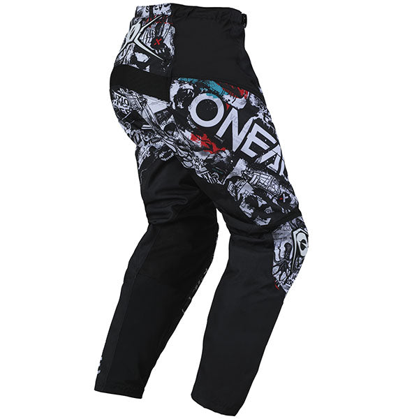 Clean studio photo on a white background of O'Neal, Element Attack V.25 Pant (Youth), Pants, SKU E024-3218, color options Black/White, Black/Neon Yellow, sizes Y-18, Y-20, Y-22, Y-24, Y-26, Y-28