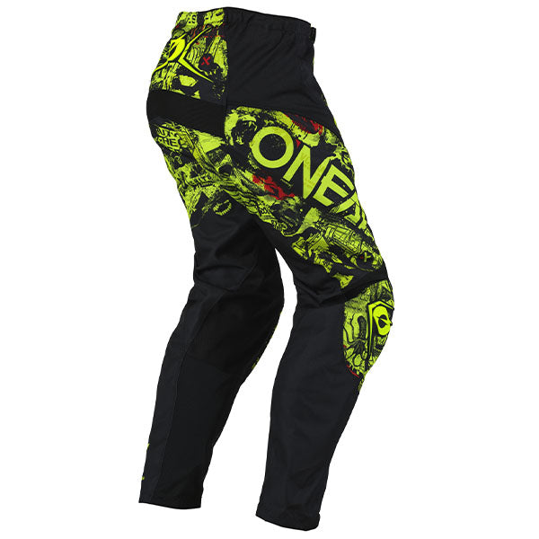 Studio product photo on a neutral background of O'Neal, Element Attack V.25 Pant (Youth), Pants, SKU E024-3220, color options Black/White, Black/Neon Yellow, sizes Y-18, Y-20, Y-22, Y-24, Y-26, Y-28