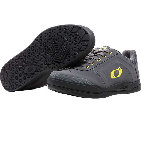 Studio product photo on a neutral background of O'Neal, Pinned SPD Shoe (MTB) Mountain Bike, Shoes, SKU 321-308, color options Grey/Neon, sizes 7–13