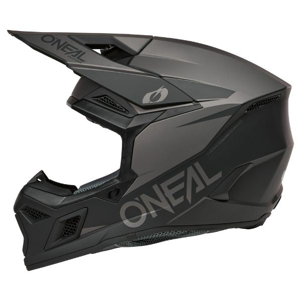 Detailed studio photograph of O'Neal, 3 Series Solid Helmet, SKU 0625-074, color options Black/Grey, White/Black, sizes XS–2X