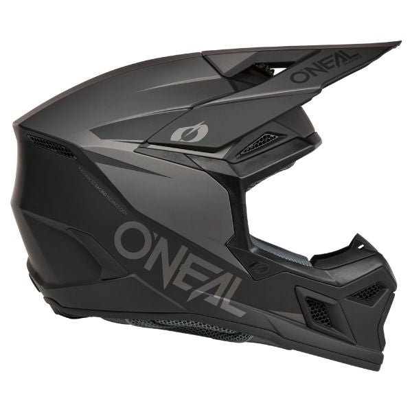 Studio product photo on a neutral background of O'Neal, 3 Series Solid Helmet, SKU 0625-075, color options Black/Grey, White/Black, sizes XS–2X