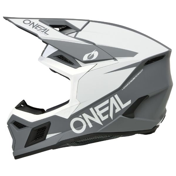 Detailed studio photograph of O'Neal, 3 Series Solid Helmet, SKU 0625-094, color options Black/Grey, White/Black, sizes XS–2X
