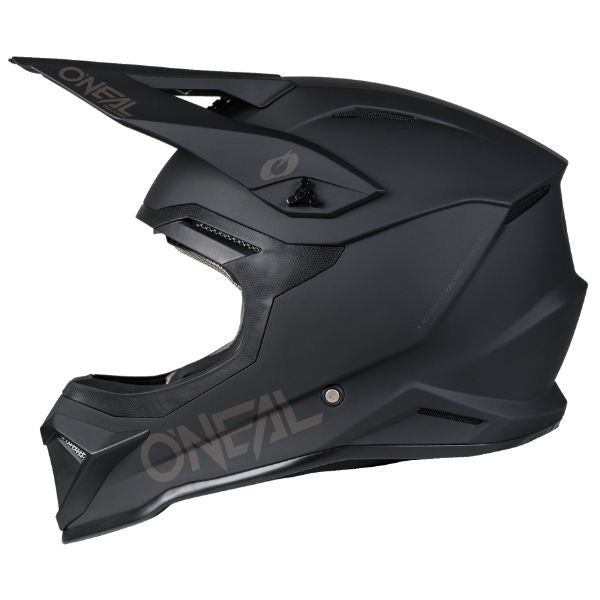 Detailed studio photograph of O'Neal, 4 Series Solid Helmet, SKU 0626-114, color options Black/Grey, Grey/Black, sizes XS–2X