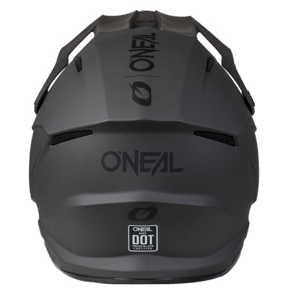 Studio image highlighting O'Neal, 4 Series Solid Helmet, SKU 0626-212, color options Black/Grey, Grey/Black, sizes XS–2X