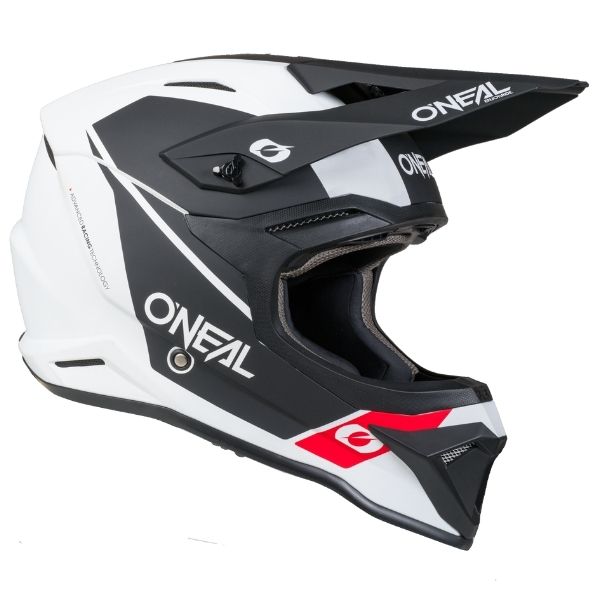 Studio product photo on a neutral background of O'Neal, 4 Series Race Helmet, SKU 0626-412, color options White/Black, sizes XS–2X