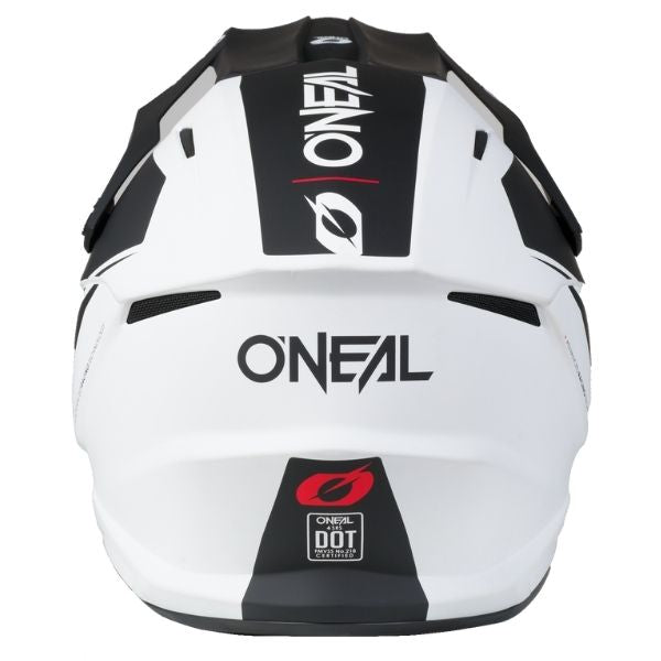 Catalog studio image of O'Neal, 4 Series Race Helmet, SKU 0626-413, color options White/Black, sizes XS–2X