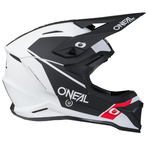 Studio product photo on a neutral background of O'Neal, 4 Series Race Helmet, SKU 0626-415, color options White/Black, sizes XS–2X