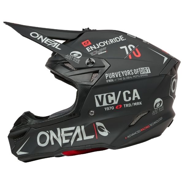 Studio image on a white background of O'Neal, 5 Series Brand Helmet, SKU 0628-504, color options Black/Grey, sizes XS–2X