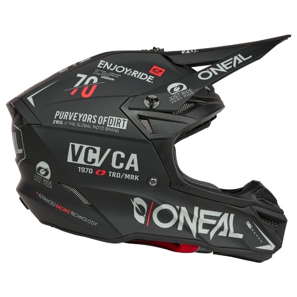 Studio image highlighting O'Neal, 5 Series Brand Helmet, SKU 0628-505, color options Black/Grey, sizes XS–2X