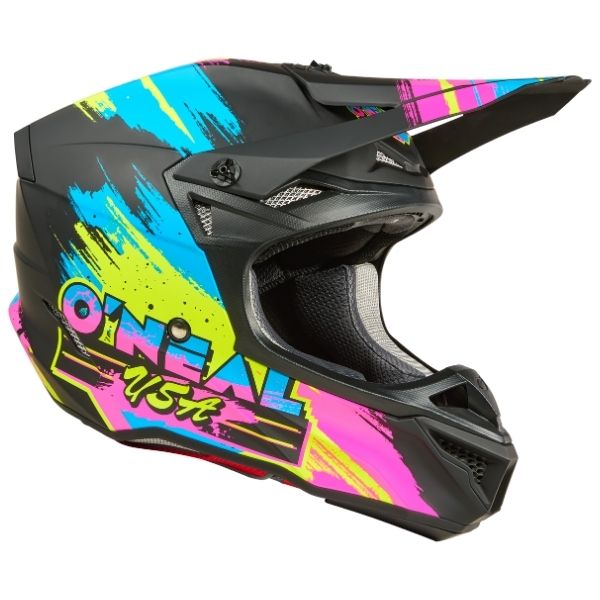 Studio image on a white background of O'Neal, 5 Series Reseda Helmet, SKU 0628-522, color options Black/Neon, sizes XS–2X