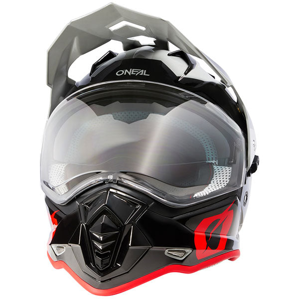 Studio image on a white background of O'Neal, Sierra R V.23 Helmet, SKU 0818-015, color options Black/Grey, Grey/Black/Red, sizes XS–2X