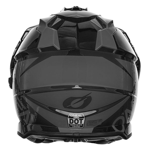 Studio image highlighting O'Neal, Sierra R V.23 Helmet, SKU 0818-702, color options Black/Grey, Grey/Black/Red, sizes XS–2X