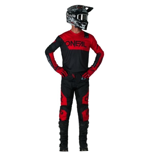 Studio photo showcasing O'Neal, Element Racewear Jersey, Pant Combo, Gear Combo