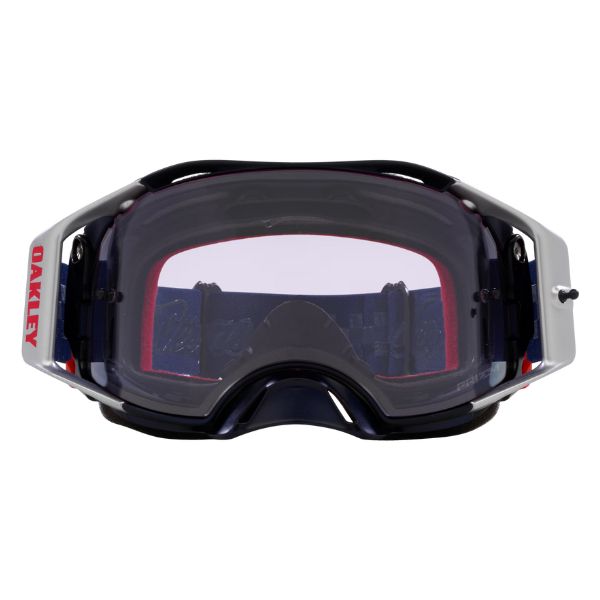 Oakley Airbrake MX Troy Lee Designs Red White Blue Wings Goggles - side profile showing frame and strap SKU OO7046-F2