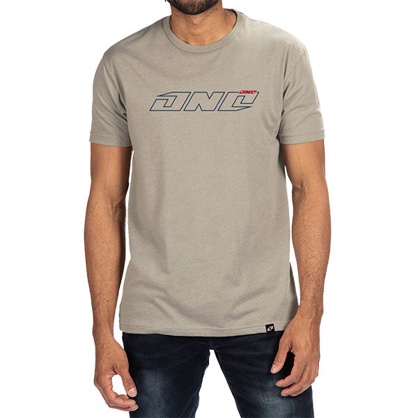 Studio photo on a white background of One Industries Horizon Tee; showing tee fit, printed graphics, and crew neckline; SKU Z003-0; Sizes: S-2XL