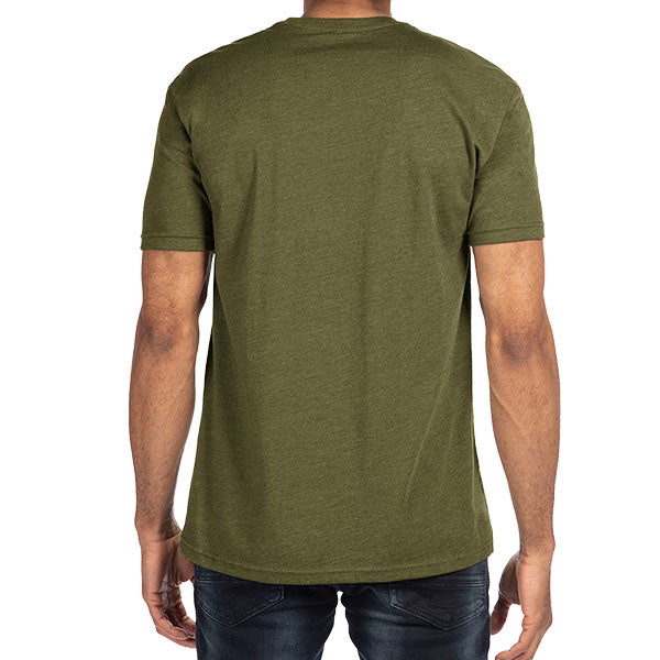 Studio photo on a white background of One Industries Horizon Tee; showing tee fit, printed graphics, and crew neckline; SKU Z003-0; Sizes: S-2XL
