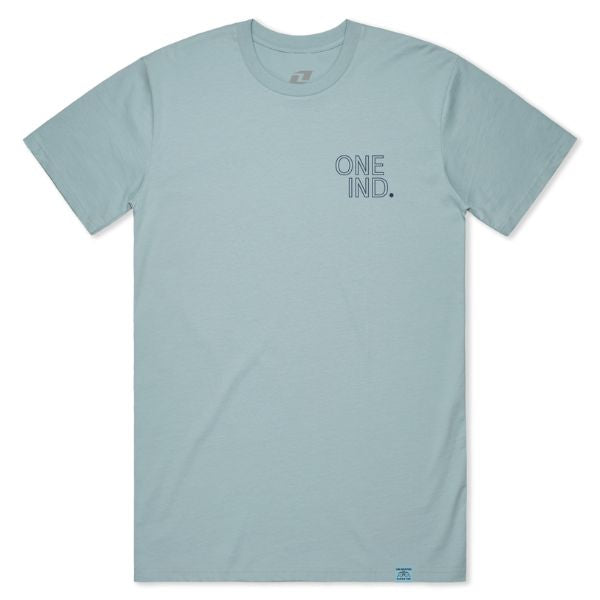 Professional studio photo of One Industries Blossom Tee; showing tee fit, printed graphics, and crew neckline; SKU Z003-K0; Colors: Ocean, Black