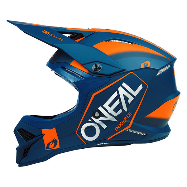 Studio image on a white background of O'Neal, 3 Series Hexx V.23 Helmet, SKU 0627-294, color options Black/White, Blue/Orange, sizes XS–2X