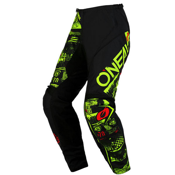 Catalog studio image of O'Neal, Element Attack V.23 Pants, SKU E022-4232, color options Black/Neon, sizes 28–42