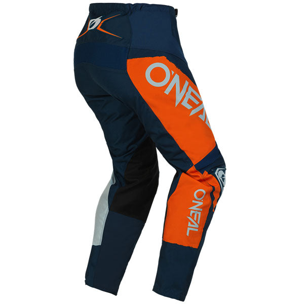 High-resolution studio image of O'Neal, Element Shocker V.23 Pants, SKU E022-3230, color options Blue/Orange, Black/Red, sizes 28–42