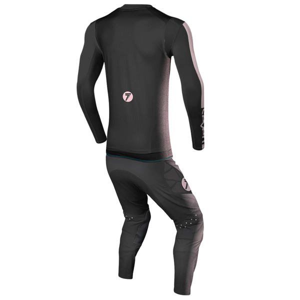 Black athletic outfit with brand logo on a white background - alternate view