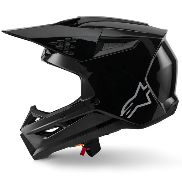 Black Glossy product view, lightweight off‑road motorcycle helmet with ventilation and impact protection