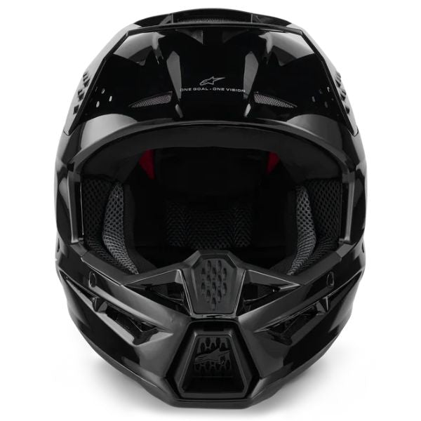 Black Glossy product view, lightweight off‑road motorcycle helmet with ventilation and impact protection