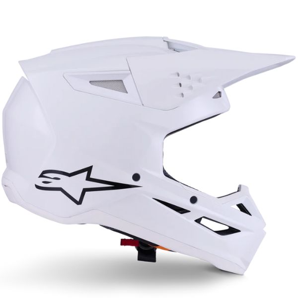 White Glossy product view, lightweight off‑road motorcycle helmet with ventilation and impact protection