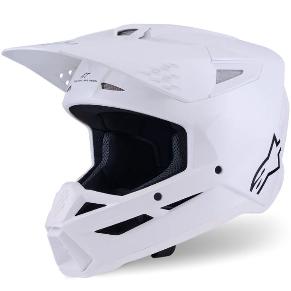 White Glossy product view, lightweight off‑road motorcycle helmet with ventilation and impact protection