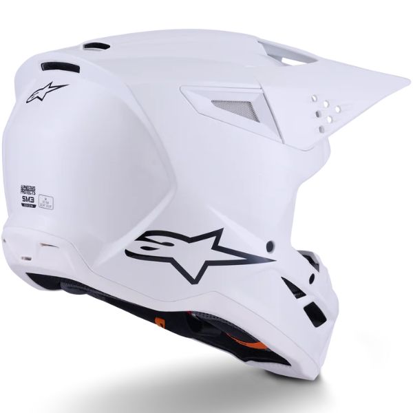 White Glossy product view, lightweight off‑road motorcycle helmet with ventilation and impact protection