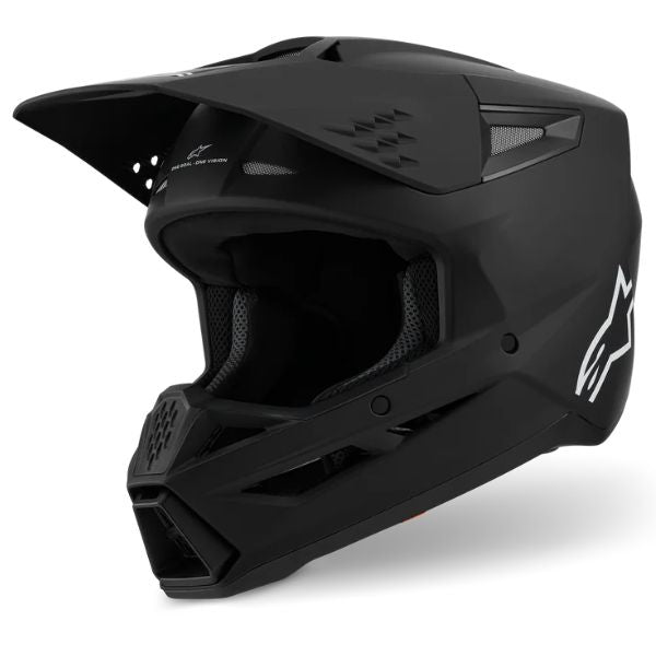 Black Matte product view, lightweight off‑road motorcycle helmet with ventilation and impact protection