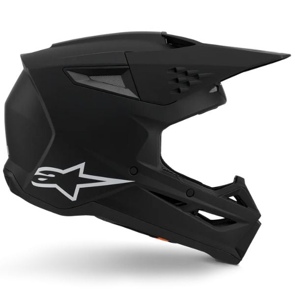 Black Matte product view, lightweight off‑road motorcycle helmet with ventilation and impact protection