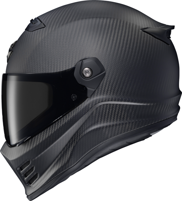 Scorpion EXO - Covert FX Solid Carbon Helmet, detail view, color options: 2XL, 3XL, L, M, S, XL, XS, sizes: Black, Matte Black