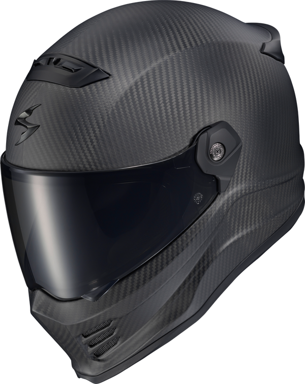 Scorpion EXO - Covert FX Solid Carbon Helmet, detail view, color options: 2XL, 3XL, L, M, S, XL, XS, sizes: Black, Matte Black