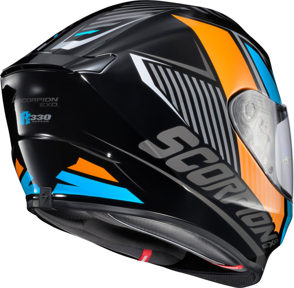 Scorpion EXO - EXO R330 Hawker Helmet, motorcycle helmet, detail view, color options: 2XL, LG, MD, SM, XL, sizes: Hi-Viz, Light Blue, Phantom, Red