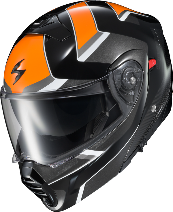 Morph Orange, Scorpion EXO - EXO-GT930 Transformer Helmet, detail view, sizes: 2XL, 3XL, L, M, S, XL, color options: Morph Blue/Red, Morph Grey/Hi-Viz, Morph Orange, Morph Platinum