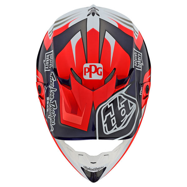 Image of Troy Lee Designs SKU 1027930 Se4 Carbon Flash Team Helmet Size: SM Colors: Blue/Red (SKU 1027930)