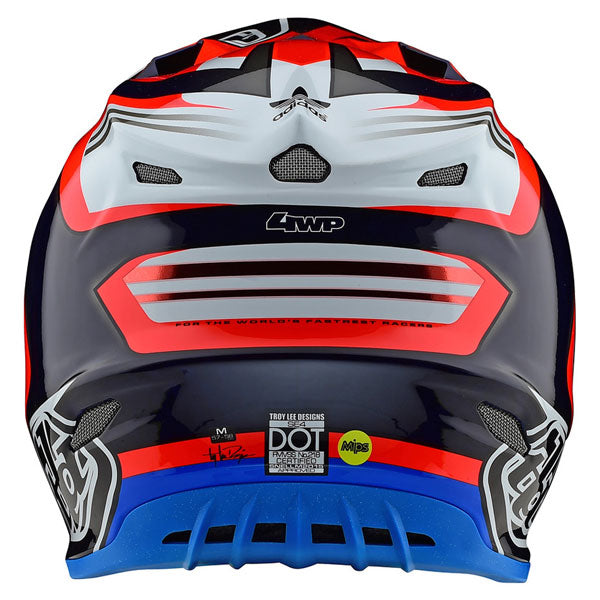 Image of Troy Lee Designs SKU 1027930 Se4 Carbon Flash Team Helmet Size: SM Colors: Blue/Red (SKU 1027930)