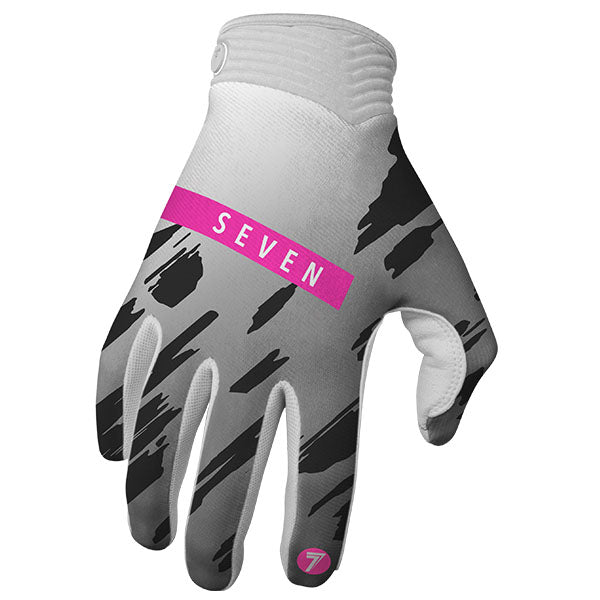 Product image of Seven MX 0006 ZERO.Clash.Glove.White motocross gloves showing fit, construction, and colorway | Available at BTO Sports