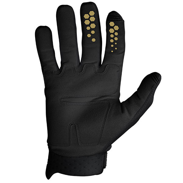 Product image of Seven MX 0010 RIVAL.Glove.BlackGold.Palm motocross gloves showing fit, construction, and colorway | Available at BTO Sports